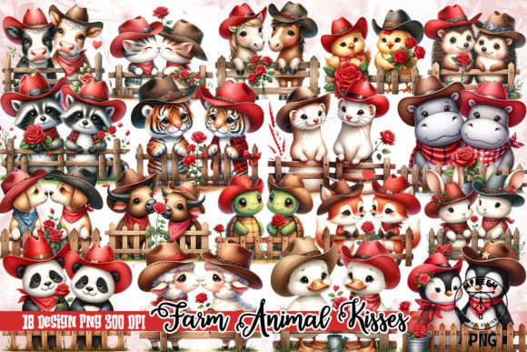 Adorable Farm Animal Kisses Sublimation Clipart for Crafters