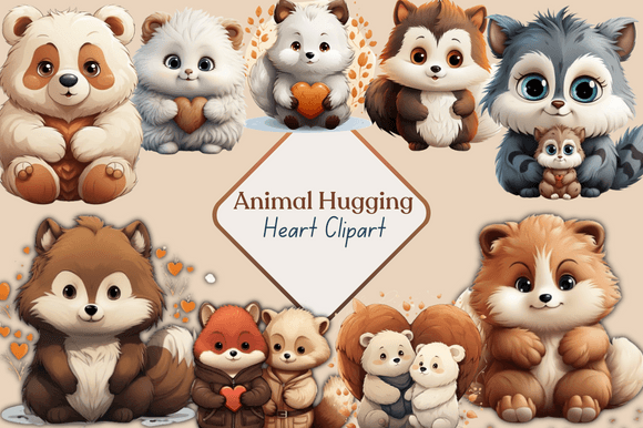 Animal Hugging Heart Clipart: A Designer's Asset for Emotional Connection