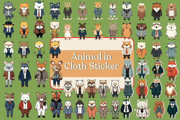 Animal in Cloth Sticker: Adorable Printable Stickers for Your Projects