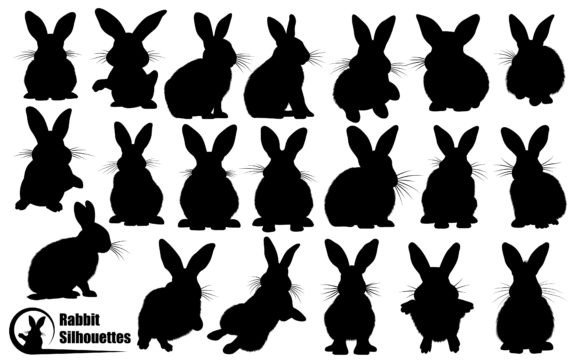 Animal Rabbit Running Silhouettes Vector: Dynamic Design Assets