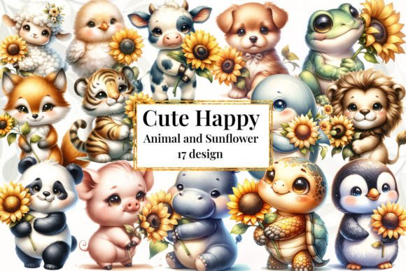 Bring Joy to Your Projects with the Cute Happy Animal and Sunflower Bundle