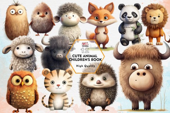 Charming Cute Animal Children's Book Clipart for Creative Projects
