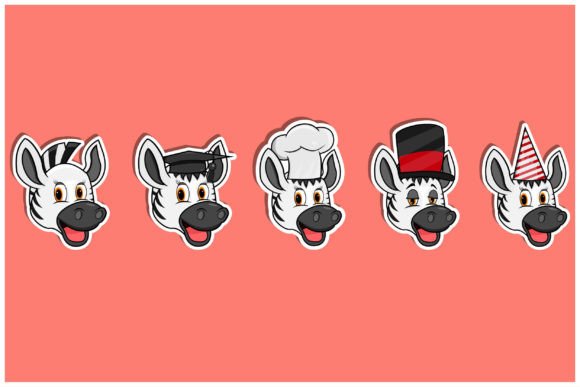 Creative Flexibility: Head Zebra Animal Sticker Set