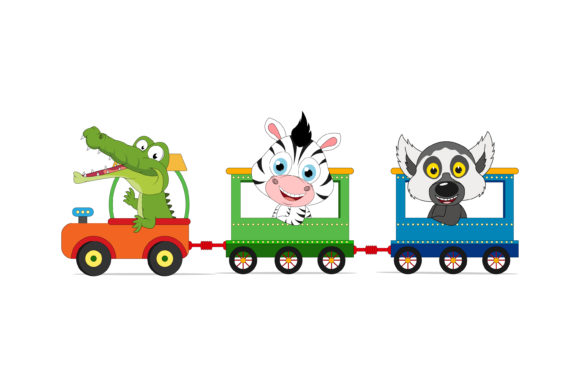 Cute Animal Cartoon with Train: A Playful Font for Whimsical Projects