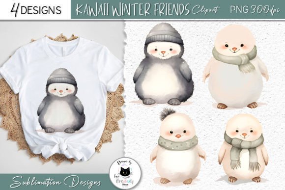 Cute Winter Animal Clipart | Kawaii PNG for Crafting