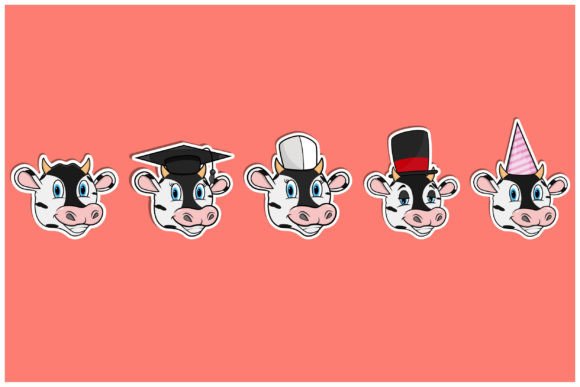 Head Cow Animal Sticker Set: Quirky Charm for Modern Design