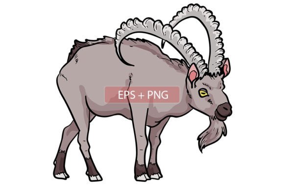 Ibex Mammals Animal Illustration: A Designer's Go-To for Rugged Charm