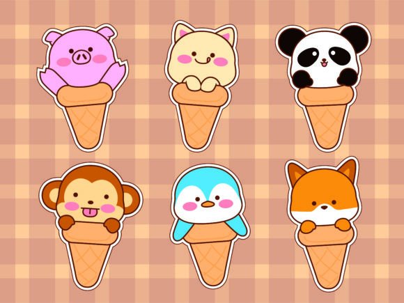 Kawaii Animal Ice Cone: A Sweet Design Asset for Creators