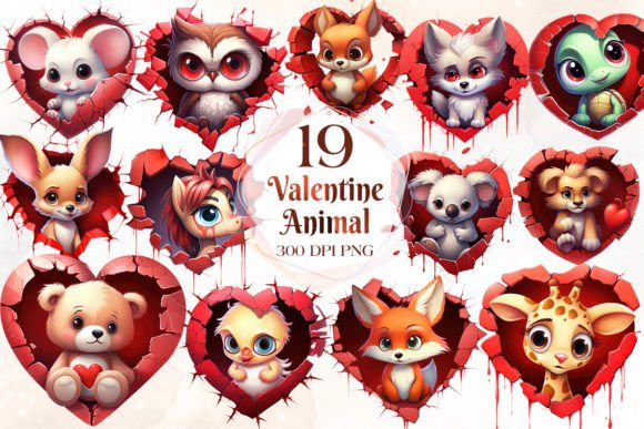 Valentine Broken Heart Animal Clipart: Charm for Modern Design
